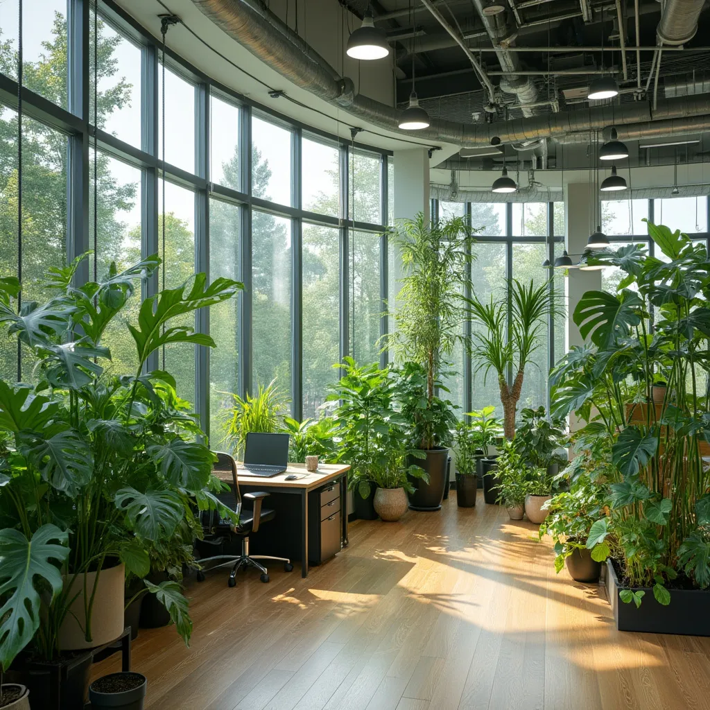 Oficina verde con paneles solares